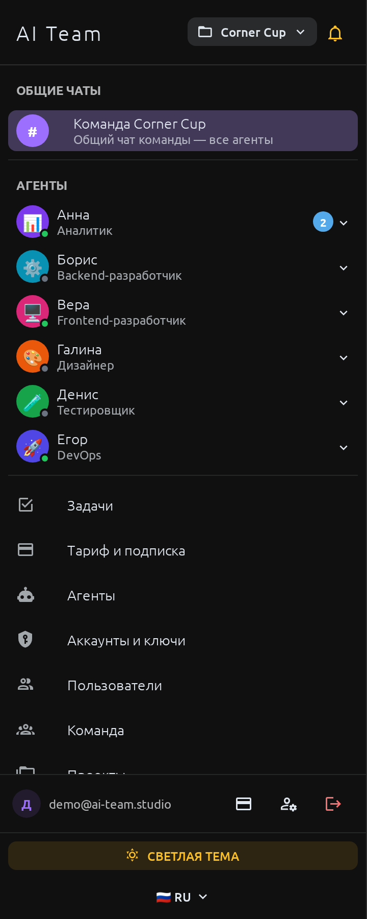 Список чатов
